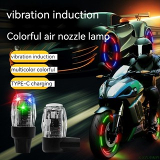 超精品促銷👑Led汽車和摩托車空氣噴嘴裝飾燈七彩振動傳感器usb充電輪輪胎氣門罩汽車輪轂環境燈