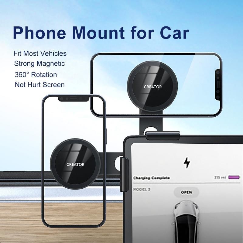 【台灣出貨】適用於特斯拉手機支架磁性車載支架特斯拉 Model Y Model 3 手機支架配件適用於 iPhone 1