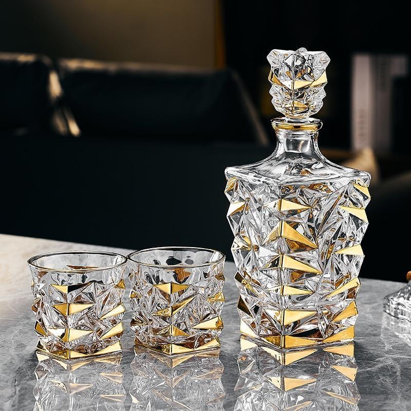 🔥工廠價🔥高檔奢華水晶玻璃描金威士忌杯洋杯套裝白蘭地杯烈杯瓶