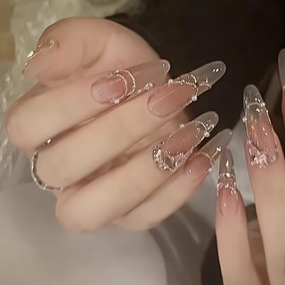 🎀約三天出貨🎀 美甲 穿戴甲 嬛嬛同款純欲風裸色美甲手工定製穿戴甲清透高級感新娘甲片穿戴式 美甲貼片 指甲貼片