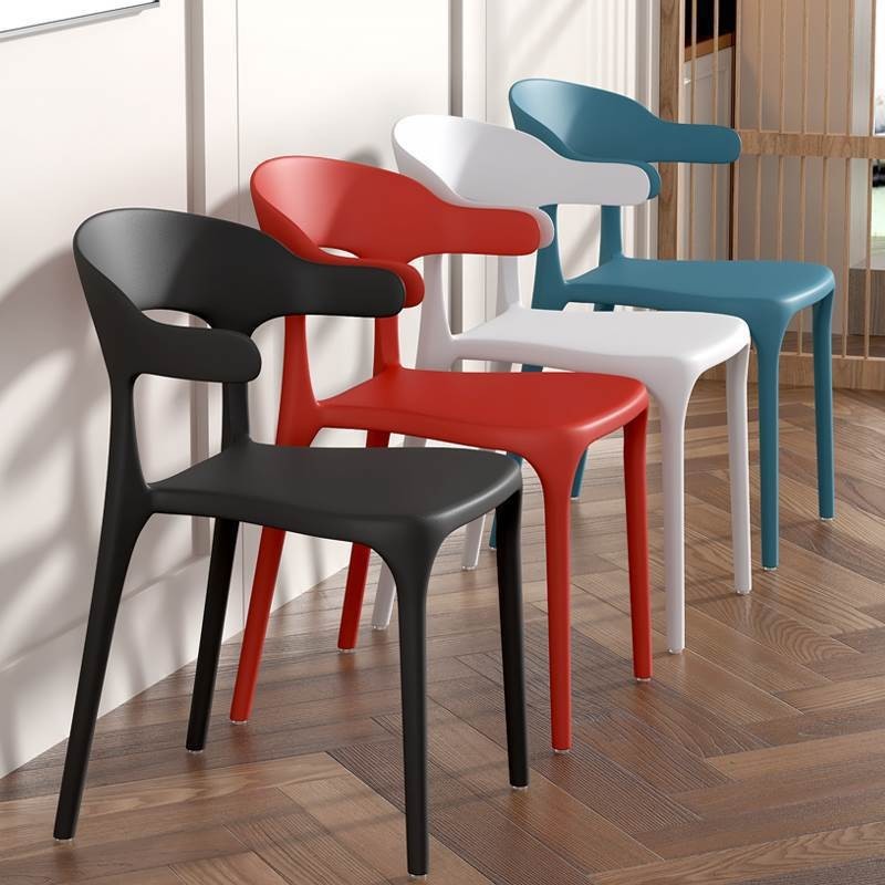 塑料椅成人加厚家用餐椅靠背椅子北歐創意餐桌椅咖啡廳休閑牛角椅