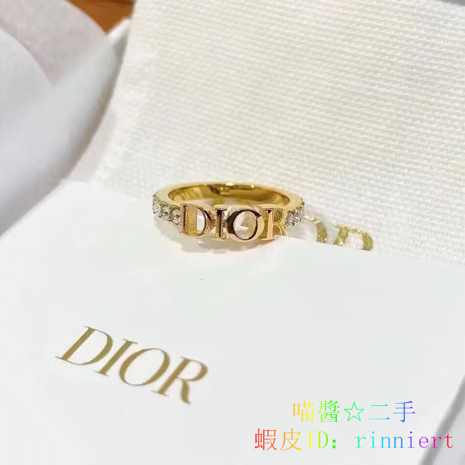 DIOR 迪奧 DIO(R)EVOLUTION 字母裝飾 水晶 戒指 女款 金色