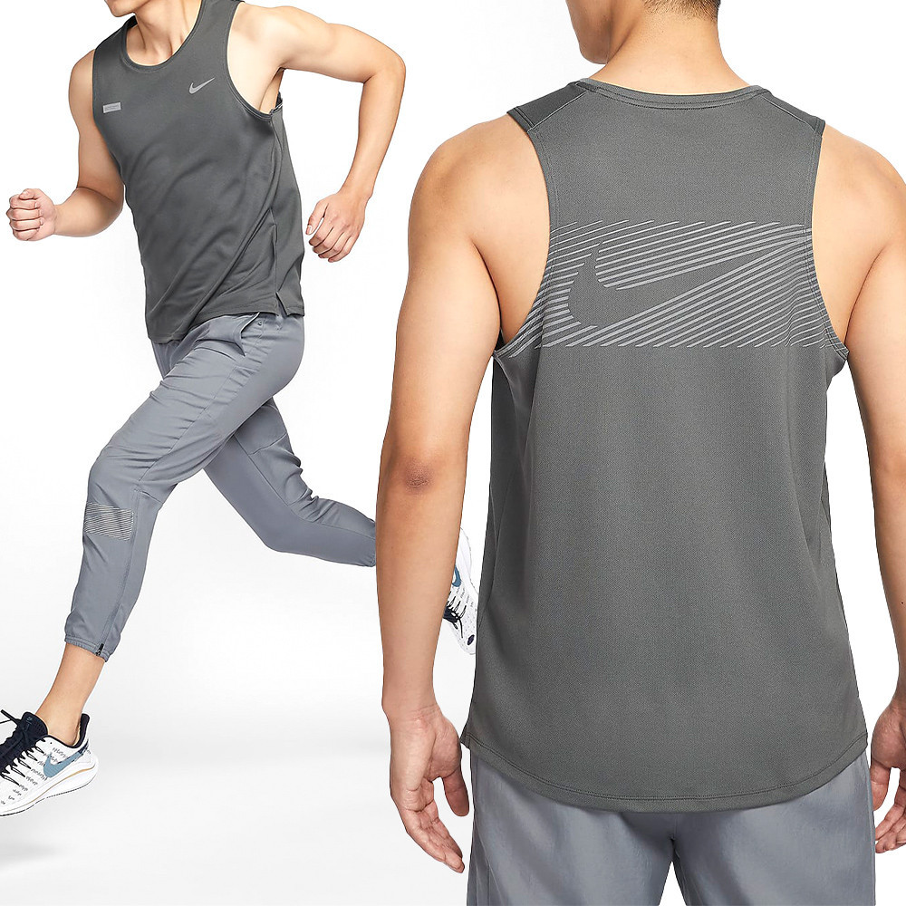 Nike NK Flash Miler Tank 男款 鐵灰色 排汗 無袖 反光 背心 FN3987-068