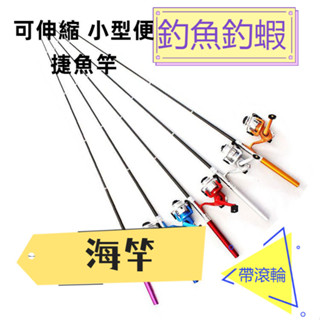 【小型1~1.6米魚竿+金屬鼓輪】超短海竿 迷你竿 微型磯竿 金屬鋼筆袖珍冰魚桿 釣竿 海釣竿 釣魚釣蝦竿