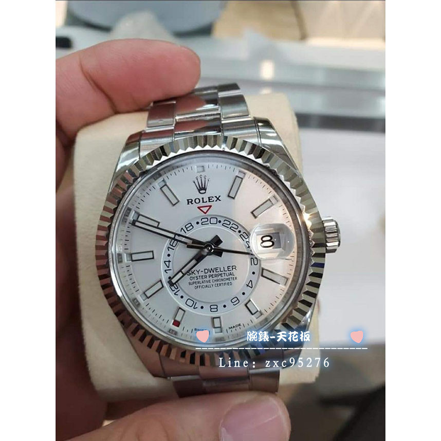 勞力士 天行者 326934 白金 Rolex 沙羅裝置 年曆腕錶 兩地時區 白色面盤腕錶
