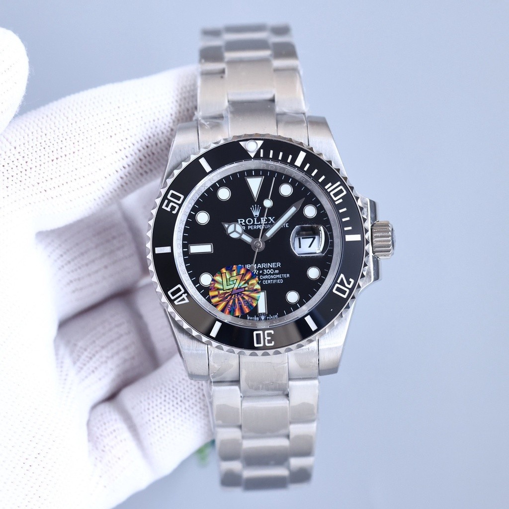 Rolex勞腕錶潛航者水鬼 搭載日本精工克隆3235機芯 蠔式款 勞力士 冰藍色超亮夜光手錶 直徑41mm機械機芯
