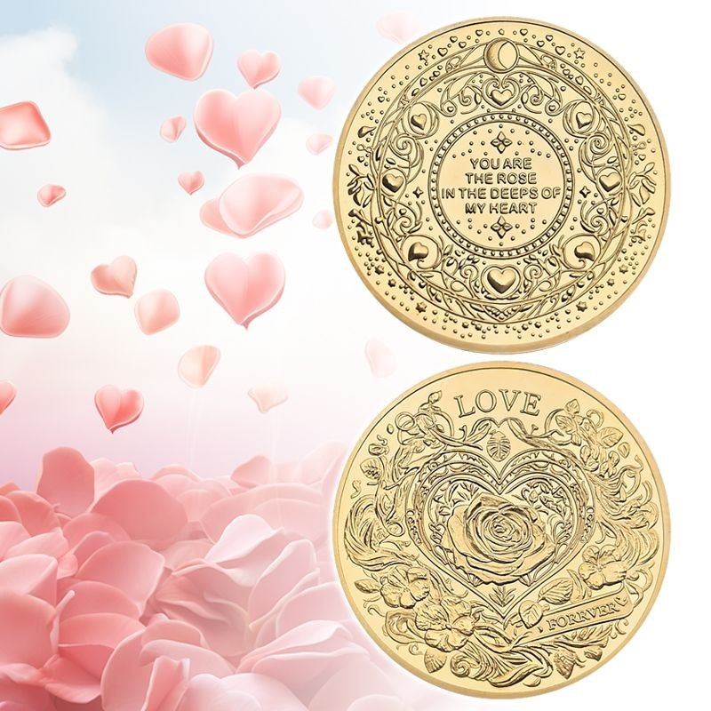 ✨世界各國紀念幣✨古硬幣收藏❤玫瑰愛心紀念硬幣金屬紀念章全套倫敦送人禮品擺件會銷禮品禮盒裝