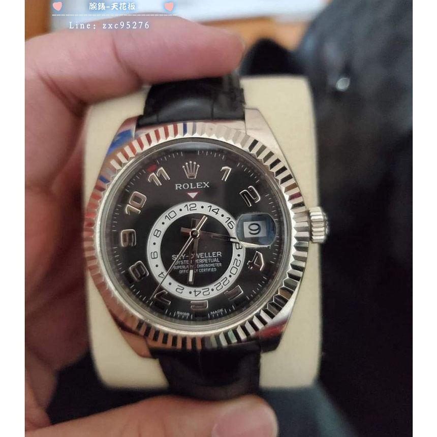 勞力士 天行者 326139 白金 Rolex 沙羅裝置 年曆腕錶 兩地時區 黑色面盤 Sky-dweller腕錶