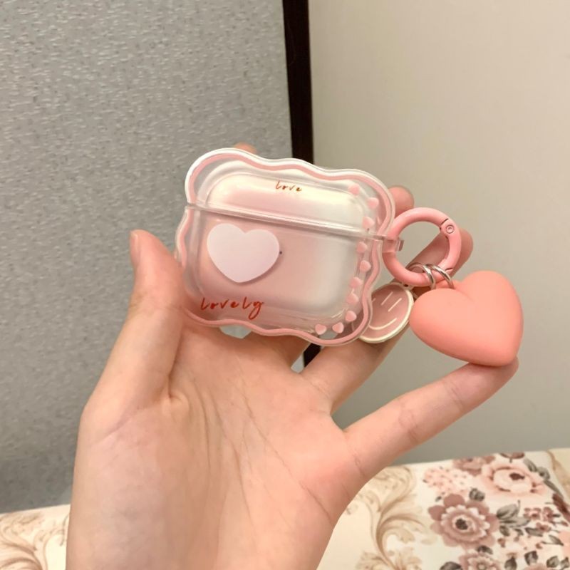 新款熱銷 耳機殼  粉紅色愛心蘋果airpods pro2無綫藍牙3代耳機殻4代四代5代保護套