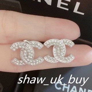 正品現貨 Chanel 香奈兒 珍珠 耳環 滿珍珠 大CC logo 耳環 銀色 AB2281 女生耳環