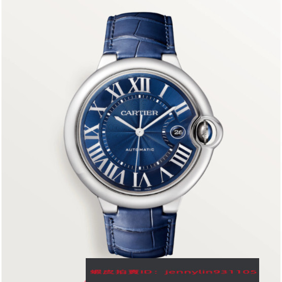 精品二手 卡地亞Cartier 藍氣球系列 42mm自動機械腕表 男錶 手錶 鱷魚紋錶帶