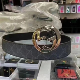 二手精品 GUCCI 古馳 雙G 黑色 男士 皮帶 logo 真皮 腰帶