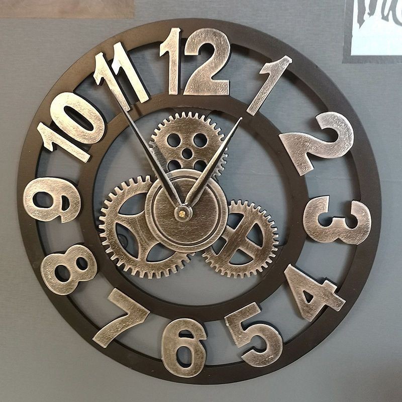 熱賣 美式復古掛鐘工業風羅馬數字掛鐘復古時鐘掛墻客廳LOFT齒輪創意鐘 時鐘 壁掛 時鐘掛鐘 北歐簡約