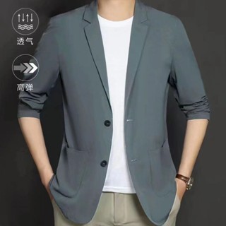【臺灣出貨】夏季冰絲西服男士超薄款休閒防曬衣小西裝輕薄春秋季單西外套上衣