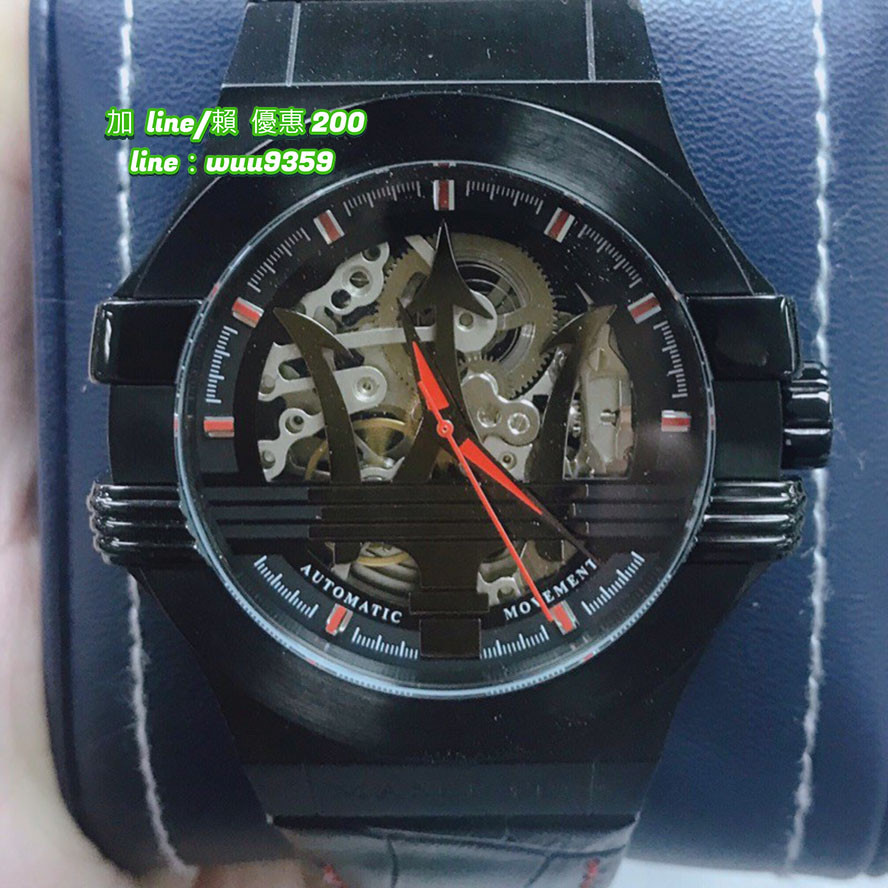瑪莎拉蒂MASERATI手錶-前後裸空機械錶黑紅款(POTENZA系列)(R8821108010)