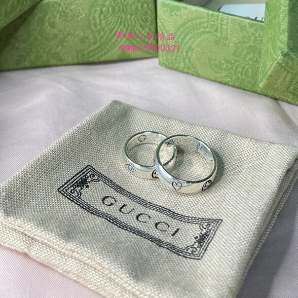 二手 GUCCI 古馳 Blind For Love 純銀 戒指 情侶對戒 男女同款 455247Blind 免運