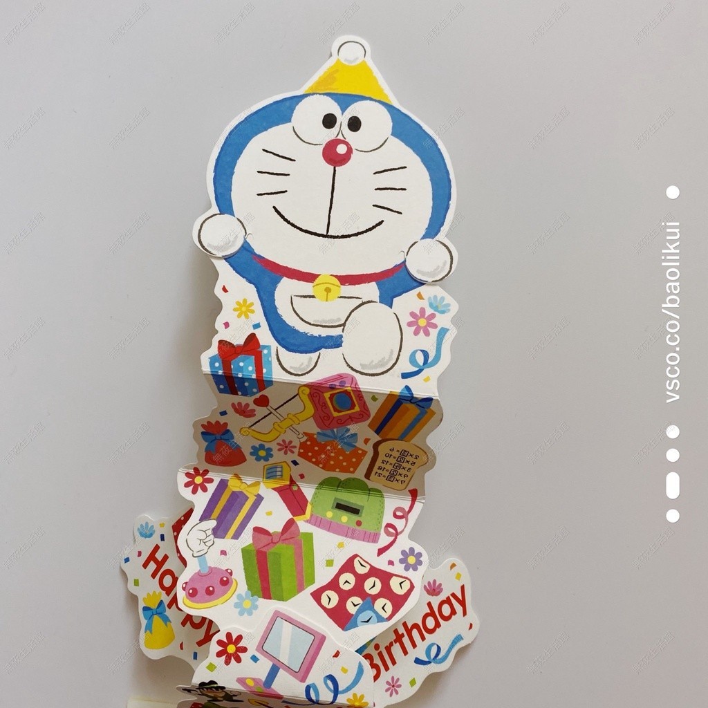生日禮物日本購哆啦A夢限定50周年祝福賀卡機器貓抽拉創意卡片