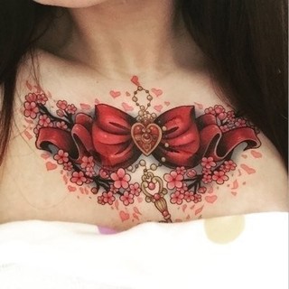 美少女戰士胸前櫻花蝴蝶結大圖HB-520/SY-B02【WAWA TATTOO】防水紋身貼紙刺青貼紙