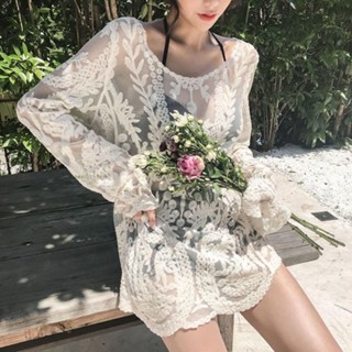 夏日泳裝🩱熱賣泳衣女三件式遮肚顯瘦新款韓國ins溫泉夏季海邊度 網紗保守罩衫.泳裝泳泡溫泉海邊渡假情侶顯瘦運動學生