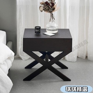 【熱銷】北歐極簡床頭櫃現代簡約時尚臥室床邊櫃黑橡木輕奢收納櫃傢具批發CHN