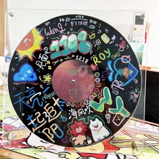 模擬唱片收納✨ DIY定製 黑膠唱片相框展示架高畫質亞克力cd碟片防塵收納架12寸模擬收藏架 彩繪塗鴉 手工製作