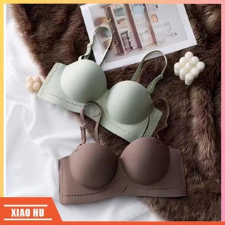 ✨XIAOHU✨夏季新款新品上市小胸顯大內衣少女一片式立體壓膜無痕集中爆乳無肩帶抹胸隱形防滑簡約舒適透氣內衣罩