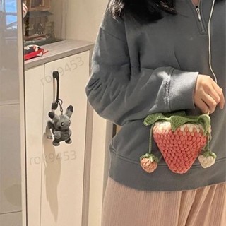 臺灣熱銷🎁 毛線編織包 針織手提包 漸變草莓 可愛零錢包 DIY手作 手工編織包 diy 材料包 斜揹包女 鉤針材料包