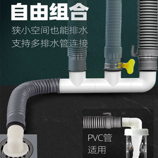 🔥精選好貨🔥 地漏三通洗衣機下水管道三頭通地漏三通接頭四通排水管三合一兩用介面通用