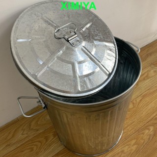 +免費開票鍍鋅垃圾桶船舶圓形鐵皮桶戶外帶蓋防火勞保家用希-開心