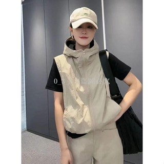 ✨特價✨背心外套 韓版防曬服女2023夏季新款韓版百搭薄款連帽馬甲小個子寬鬆無袖外套潮 牛仔背心外套 韓背心 外搭小