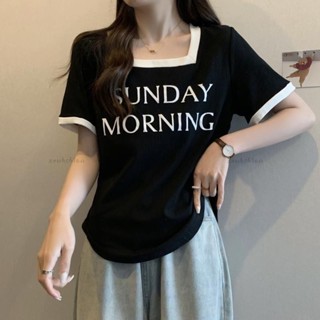 優質上衣✨胖mm150公斤可穿大碼女裝方領正肩短袖t恤女夏季寬松顯瘦上衣洋氣遮肉 顯瘦上衣 短袖t恤 大尺碼女裝