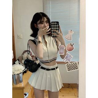 【SARA】2025夏季 新款 運動 休閒 半身裙 辣妹 套裝女 短款 小個子 甜辣 上衣 兩件套