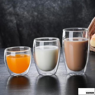 【桃園精品】玻璃茶杯 雙層牛奶杯 玻璃水杯 透明玻璃杯 耐熱玻璃杯 威士忌杯 酒杯 泡茶杯 茶杯 杯子 牛奶杯 咖啡玻璃