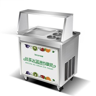 最低價搶購中 炒冰機 樂創lecon商用炒冰機 炒冰淇淋捲炒痠冰激淩捲機 冰粥機雙鍋雙壓