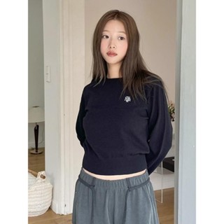 Codibook｜韓國 muahmuah 織紋圓領長袖落肩針織上衣［預購］針織衫 大學T 女裝