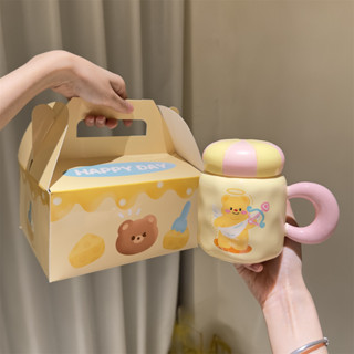 馬剋杯 咖啡杯 陶瓷杯 帶蓋勺杯子 可愛杯子 水杯 禮盒裝 卡通少女心 有意義禮品 實用禮物 生日禮物 送閨蜜 送朋友