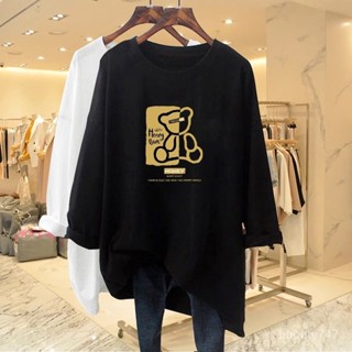 免運 M-3XL 早秋季長袖T恤 圓領T 大尺碼打底衫長袖上衣 長袖T恤 寬松上衣oversize 休閒上衣 bubu