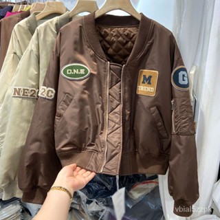 秋天 夾剋外套 防風外套 寬鬆歐貨立領夾棒球服女小個子短版冬季休閒工裝夾剋衫外套潮 薄外套 短版外套8278 7KHM