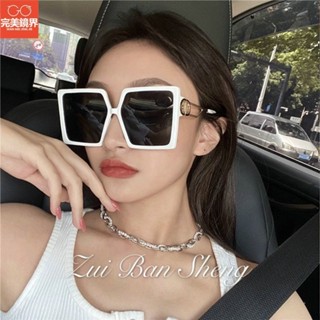 新款超大方框太陽眼鏡 歐美大臉顯瘦個性白框墨鏡網紅韓版街拍