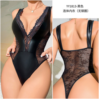 【臺灣出貨】【保密發貨】歐美情趣內衣新款緊身塑身連體衣啞光皮蕾絲花邊性感無痕胸衣bdsm調敎調情成人專區情趣內衣