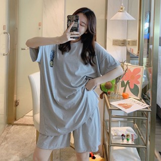 嘟嘟優品 睡衣女夏季短袖短褲可愛表情日系夏天兩件套裝薄款春秋大碼家居服