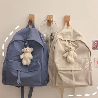免運出貨✨簡約後揹包 學生大容量後書包 後揹包 雙肩包 簡約純色雙肩書包 防潑水 大容量 書包 ins風簡約時尚後揹包