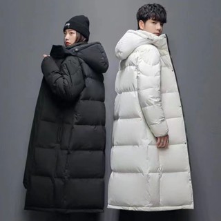 冬季白鴨絨加厚超長款羽絨服情侶款防寒過膝外套 羽絨外套 男生外套 防風外套 冬天外套 大尺碼外套 保暖外套 長版外套