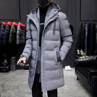 M-7XL 羽絨棉服冬季加長棉衣男士中長款過膝加厚連帽棉襖 男生外套 防風外套 冬天外套 大尺碼外套 保暖外套 長版外套