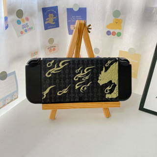 任天堂 switch OLED TPU彩繪保護套 限量版金龍(黑色)