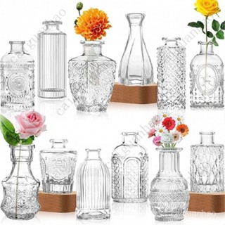 【限時下殺】花瓶 玻璃花瓶 花器 花器陶瓷 插花器皿 花瓶陶瓷 花瓶玻璃 小花瓶 超值三件套馬德裡浮鵰小花盆擺拍鮮花瓶D