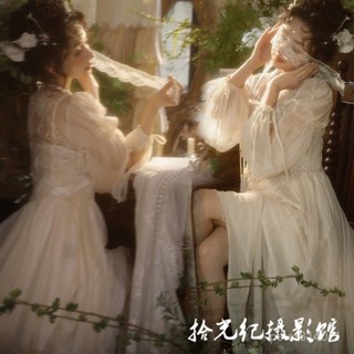 【PE】影樓新款法式複古主題氛圍感油畵風少女連衣裙個人寫真攝影服裝