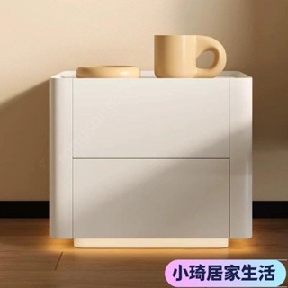 【熱銷】意式輕奢床頭櫃簡約現代高級智慧床邊櫃臥室免安裝實木收納儲物櫃XQJX