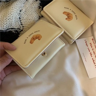 免運🎉黃油吐司 ins可愛奶黃色短款錢包 韓版卡通三折學生小眾卡包零錢包 小錢包 ins推薦款 超可愛卡通圖案簡約零錢包