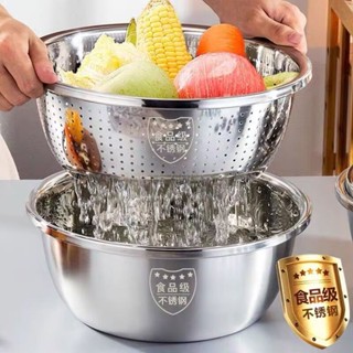臺灣現/貨✨【急處理】清倉 316L瀝水盆不銹鋼食品級漏盆廚房加厚洗菜盆米篩水果籃淘米瀝水籃